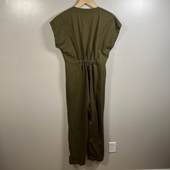 Madewell Kale Cap-Sleeve Utility Jumpsuit Size XS Fatigue Green Minimal Casual - Picture 3 of 13